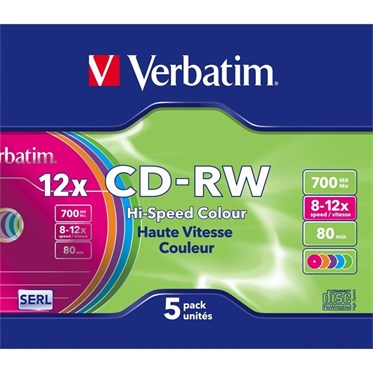 Westcoast - Verbatim CD-RW Colour 12x 700 Mo 5 pièce(s)